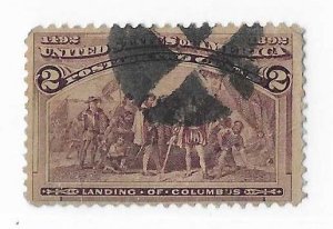 USA Sc #231 2c used with cork cancel VF