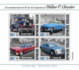 Togo - 2020 Walter P. Chrysler - 4 Stamp Sheet - TG200325a