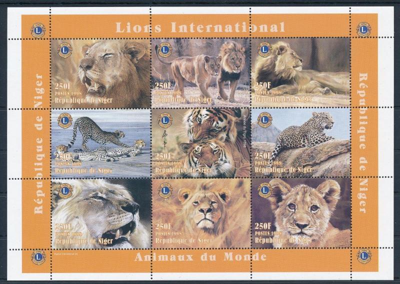 [38478] Niger 1998 Wild Animals Mammals Lions MNH Sheet