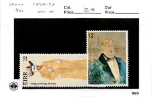 Ireland, Postage Stamp, #478-479 Mint NH, 1980 Art, Bernard Shaw, Art (AB)