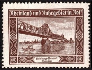 1923 Germany Poster Stamp Rhineland and Ruhr in Distress Not in the Rhineland