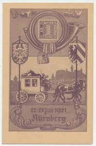 Postal stationery Germany 1921 Mail coach - Horse - Philatelic day Nurnberg - St