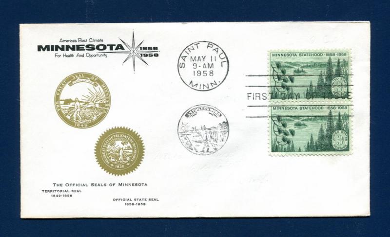 Sc. 1106 Minnesota Statehood FDC - Unknown