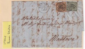 ITALY/ROMAN STATES SARDINIA PAIR IMPERFS ON COVER TO MANTOVA 1857