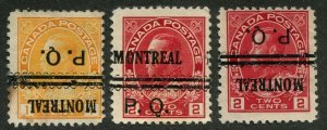 Canada Precancel MONTREAL 5-105-I, 5-106, 1-106-I