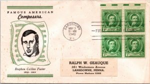 FDC 1940 SC #879 Linprint Cachet - Bardstown, Ky - Block Of 4 - F72058