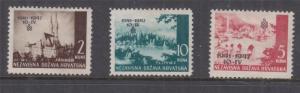 CROATIA, 1942 1st. Anniversary Independence overprint set of 3, lhm.