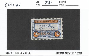 Canada: Semi-Official Airmail Stamp, Sc #CL51, MNH (60762)