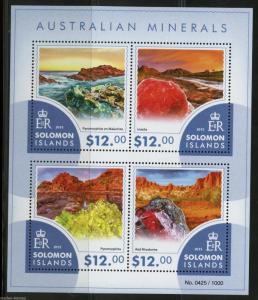 SOLOMON ISLANDS AUSTRALIAN  MINERALS SHEET OF FOUR MINT NH