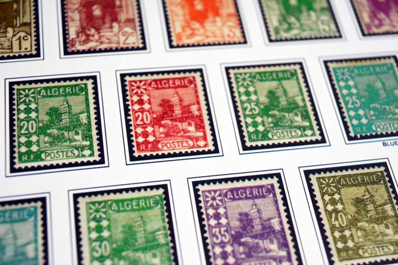 COLOR PRINTED FRENCH ALGERIA 1924-1958 STAMP ALBUM PAGES (29 illustrated pages)