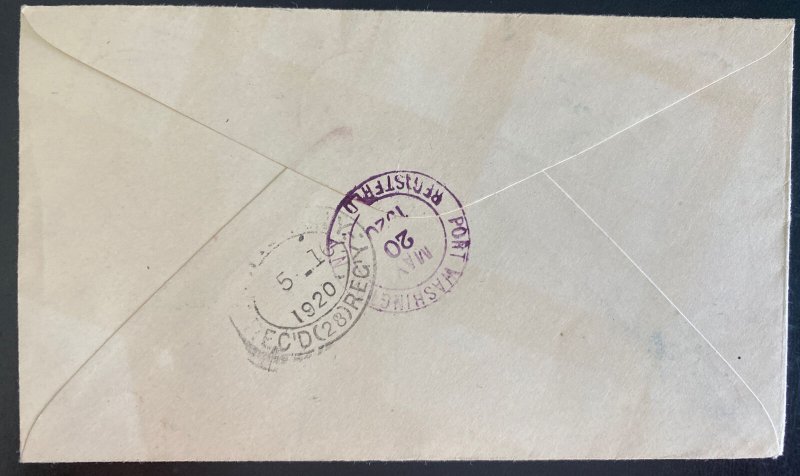 1920 Turks & Caicos Island Reg Cover To Port Washington NY USA War Tax Stamp 5 