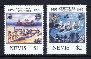 Nevis 736-37 MNH, Discovery of America 500th. Anniv. Set from 1992.