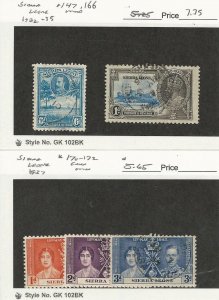 Sierra Leone, Postage Stamp, #147, 166, 170-172 Used, 1932-37, JFZ