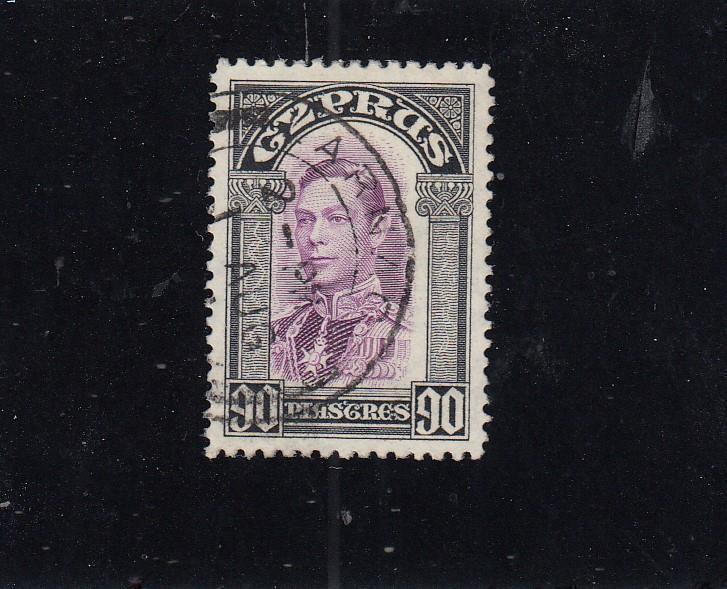 CYPRUS SCOTT REF KK(77)# 154 VF-KGV1 90p LIGHT SON DATED ISSUE