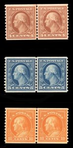 MOMEN: US STAMPS #495-497 LINE PAIRS MINT OG LH XF LOT #84306*