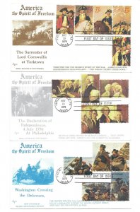 1686a-89e Bicentennial singles on 4 FALKON FDCs