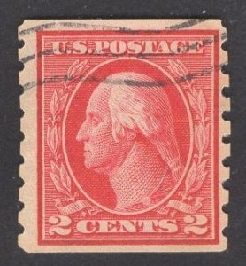 US Stamp #413 2c Carmine Washington Coil USED SCV $50.00