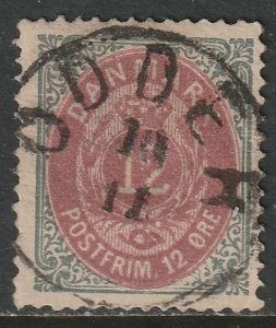 Denmark 1875 Sc 29 used Odder CDS