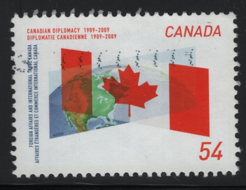 Canada 2009 used Sc 2331 54c Canadian flag, globe