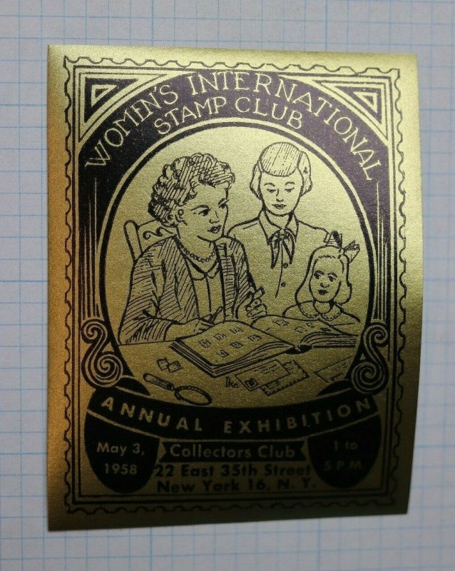 Womens Intl Stamp Club NY 1958 Annual Expo Souvenir Label Ad