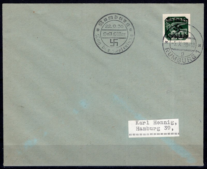 Sudetenland Rumburg: Overprinted Stamp on Cover