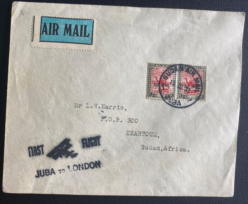 1931 Juba Sudan First Flight Airmail Cover FFC To Khartoum