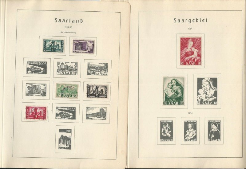 Germany Stamp Collection 1947-55 on 14 Lighthouse Pages, Saar, DKZ