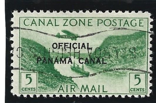 Canal Zone Scott #CO1 Used CTO 5c Official Air Upside Down 2021 SCV = $1.50++