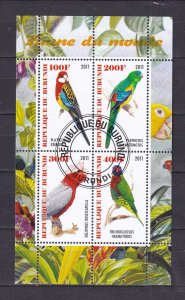 Burundi 2011 Birds Parrots 4v Stamps Sheet Used/CTO