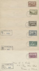 1946 #268-273 Set of 6 Peace Issue FDCs Uncacheted Covers Ottawa
