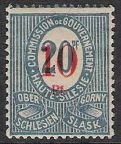 Upper Silesia #12c Plebiscite Issues Surcharged MH