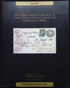 Siegel Sale 925-The Edgar Kuphal Collection of United States Carriers, Locals...