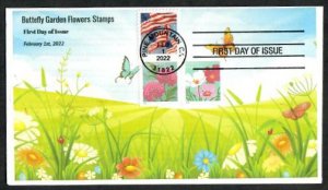 5665a FDC-5¢ Butterfly Garden Flowers - Wally Jr Cachet - 22-F-102-Dual