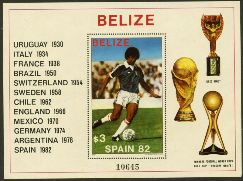 BELIZE Sc#607-608 1981 Spain '82 World Cup Soccer Souvenir Sheets Mint NH