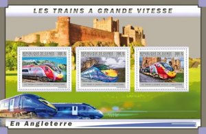 GUINEA - 2011 - English H S Trains - Perf 3v Sheet - Mint Never Hinged