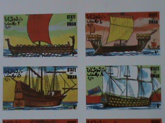 OMAN-ANCIENT & MODEN SAILING SHIPS IMPERF MNH-SHEET VF-EST-$14-50% OFF-PROMOTE