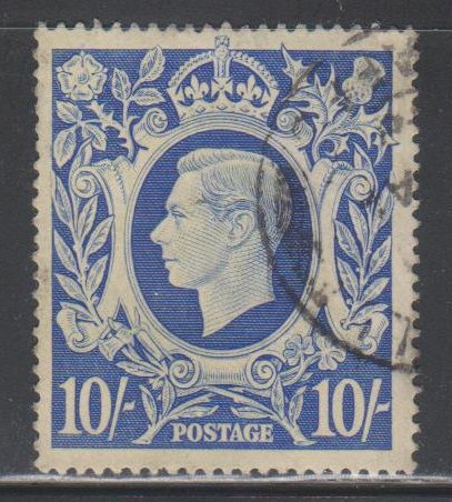 Great Britain,  King George VI,  10sh (SC# 251A) Used