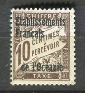 FRENCH COLONIES; L'OCEANIE early 1900s Postage Due Mint hinged 10c. value