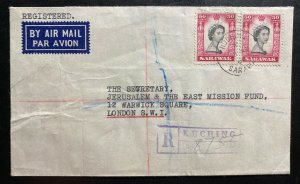 1960 Kuching Sarawak Airmail Registered Cover To London England