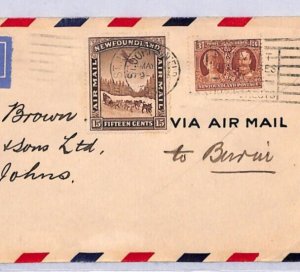 Canada NEWFOUNDLAND KGV Air Mail Cover *BURIN NORTH* St Johns 1931 {samwells}YN3