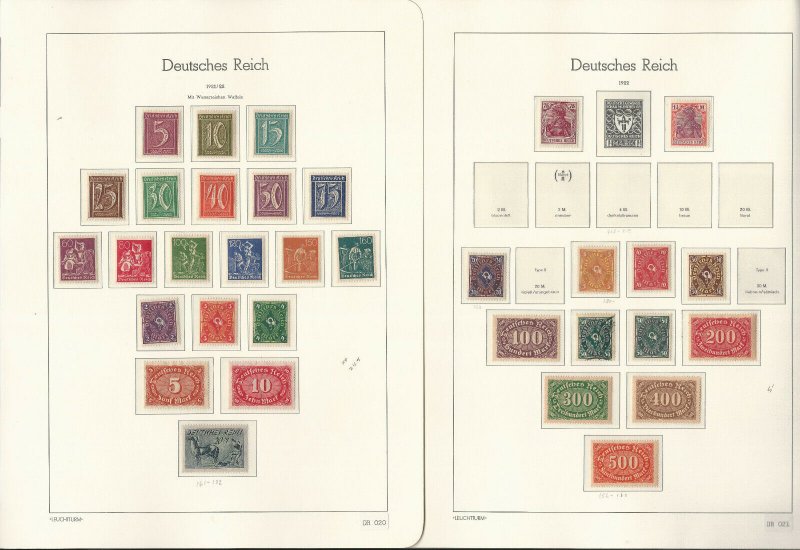 Germany Stamp Collection on 22 Hingless Lighthouse Pages, 1920-1927, JFZ