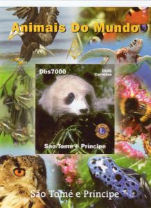 Sao Tome and Principe 2005 Freemasonry/Lions/Fauna/Owls/Panda SS #5  MNH