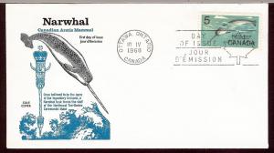 Canada 480 FDC. 1968, Wildlife, Whale