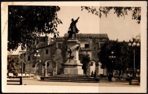 1953 Dominican Republic R.P.P.C.  Cathedral. North Facade. The Statue And Park