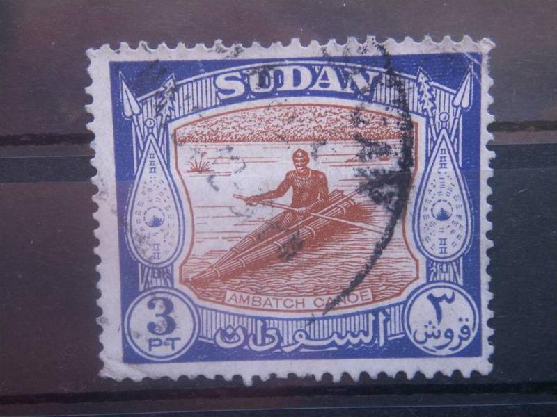 SUDAN, 1951, used 3p, Ambatch canoe Scott 106