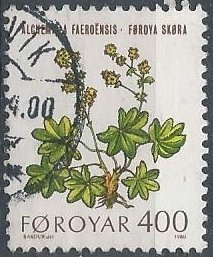 Faroe Islands 52 (used) 400o lady’s mantle (Alchemilla faroensis) (1980)