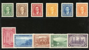 Canada 1937 KGVI set complete MLH. SG 357-367.