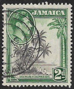 JAMAICA 1938-51 KGVI 2d COCO PALMS Pictorial P. 12 1/2x13 Scott No. 119b VFU