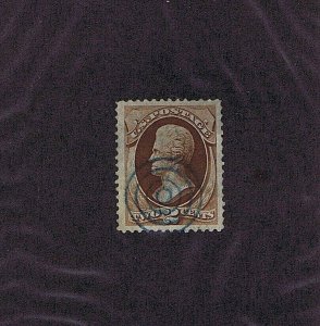 SC# 135 USED 2C JACKSON 1870, BLUE TARGET CCL 2020 PFC GRADE XF-S 95 JUMBO STAMP