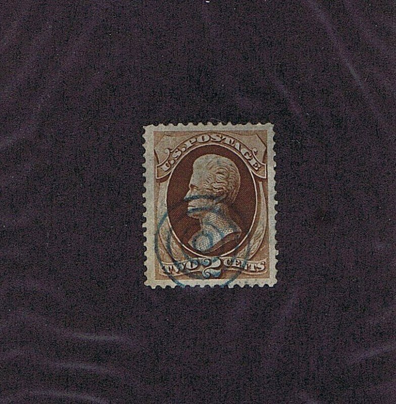 SC# 135 USED 2C JACKSON 1870, BLUE TARGET CCL 2020 PFC GRADE XF-S 95 JUMBO STAMP